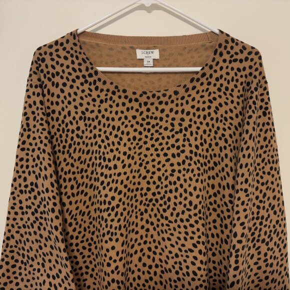 J. Crew #AZ889 Women's Plus L/S Pullover Cheetah Teddie Sweater 3X Brown/Black - Picture 2 of 9